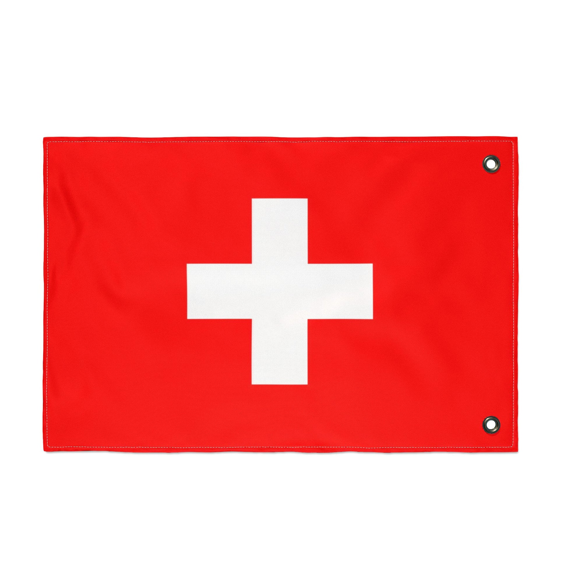 Switzerland flag with reinforced grommets, perfect for August 1st National Day and Swiss sports events