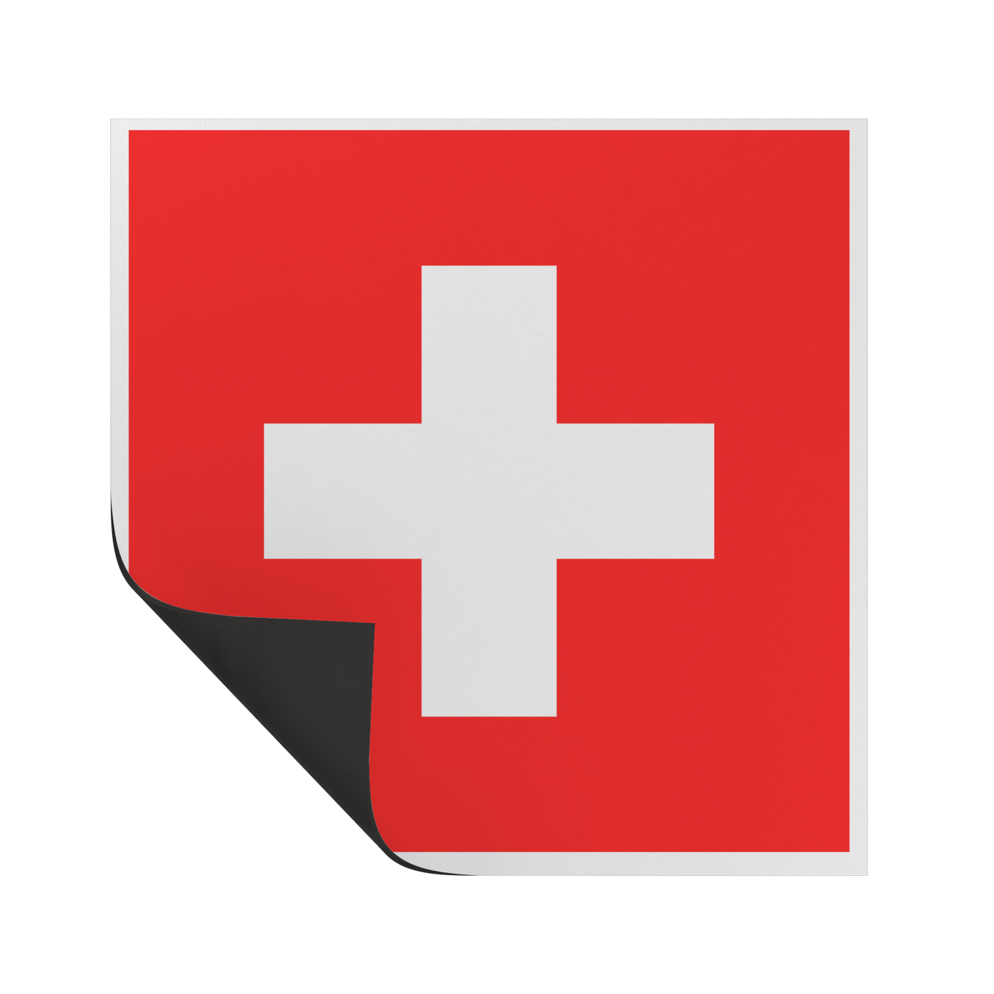 Square Switzerland flag magnet on car bumper, 3x3 size