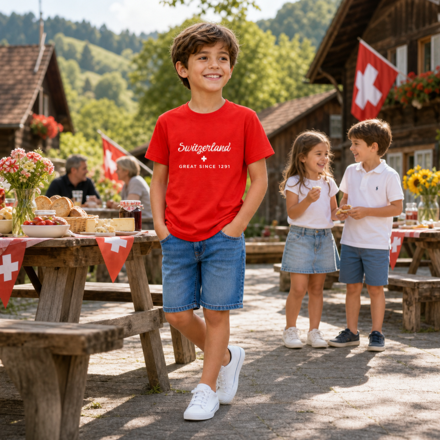 Switzerland Great Since 1291 youth t-shirt in red – Swiss souvenir gift for kids