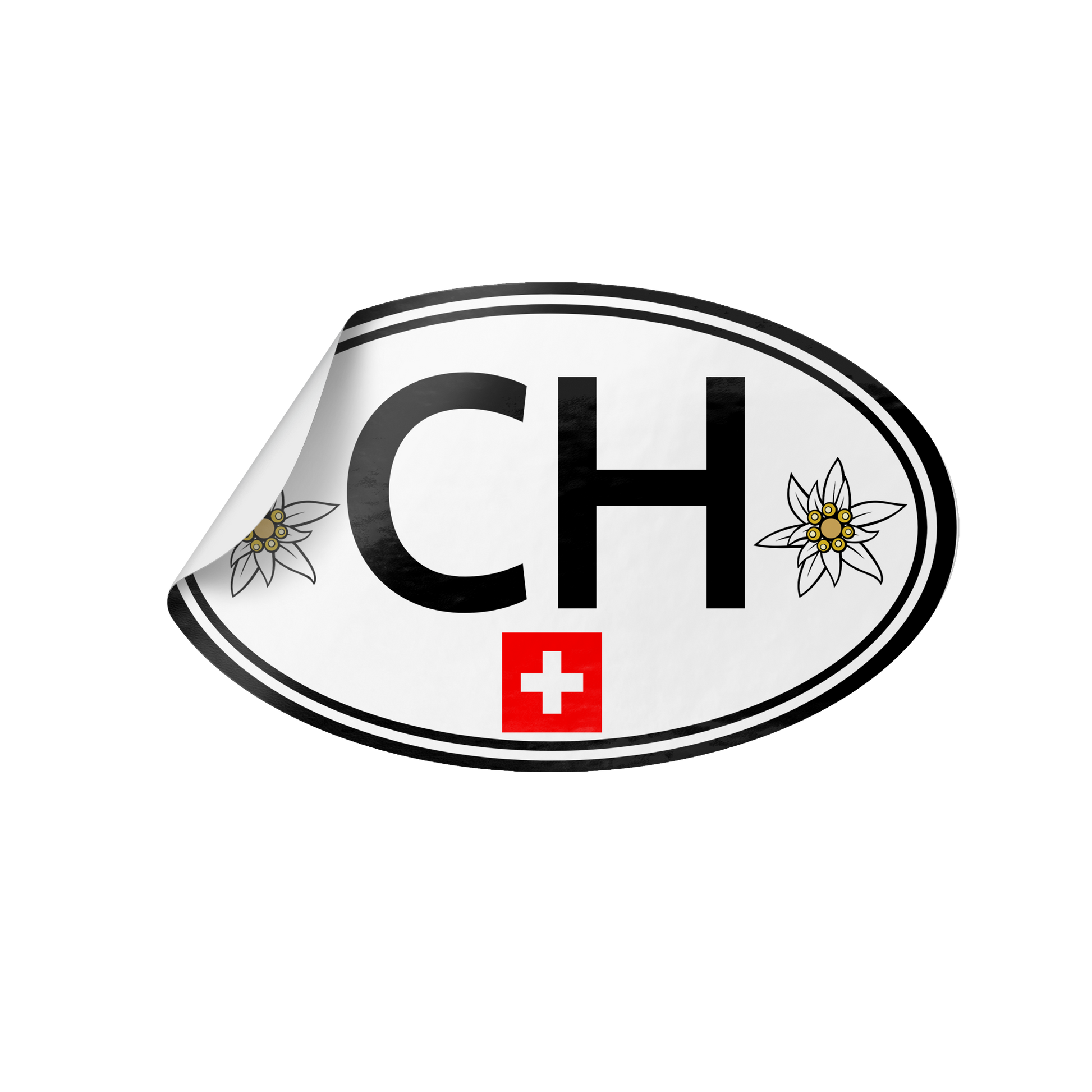 Black and white Swiss sticker with red Swiss cross