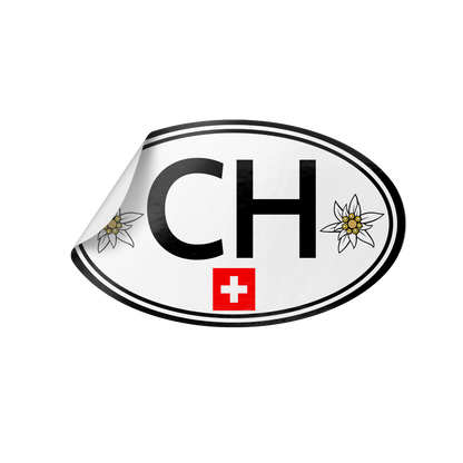 Black and white Swiss sticker with red Swiss cross