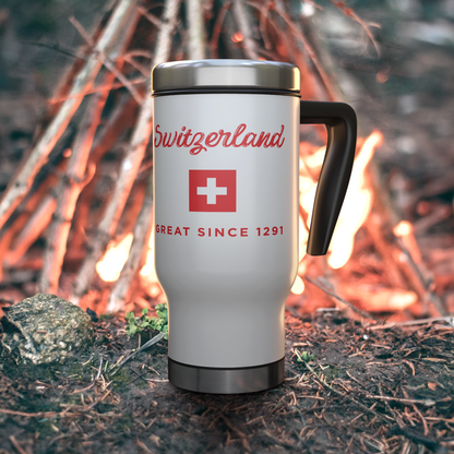 14oz Switzerland Since 1291 tumbler — Alpine heritage souvenir mug, hot and cold insulated