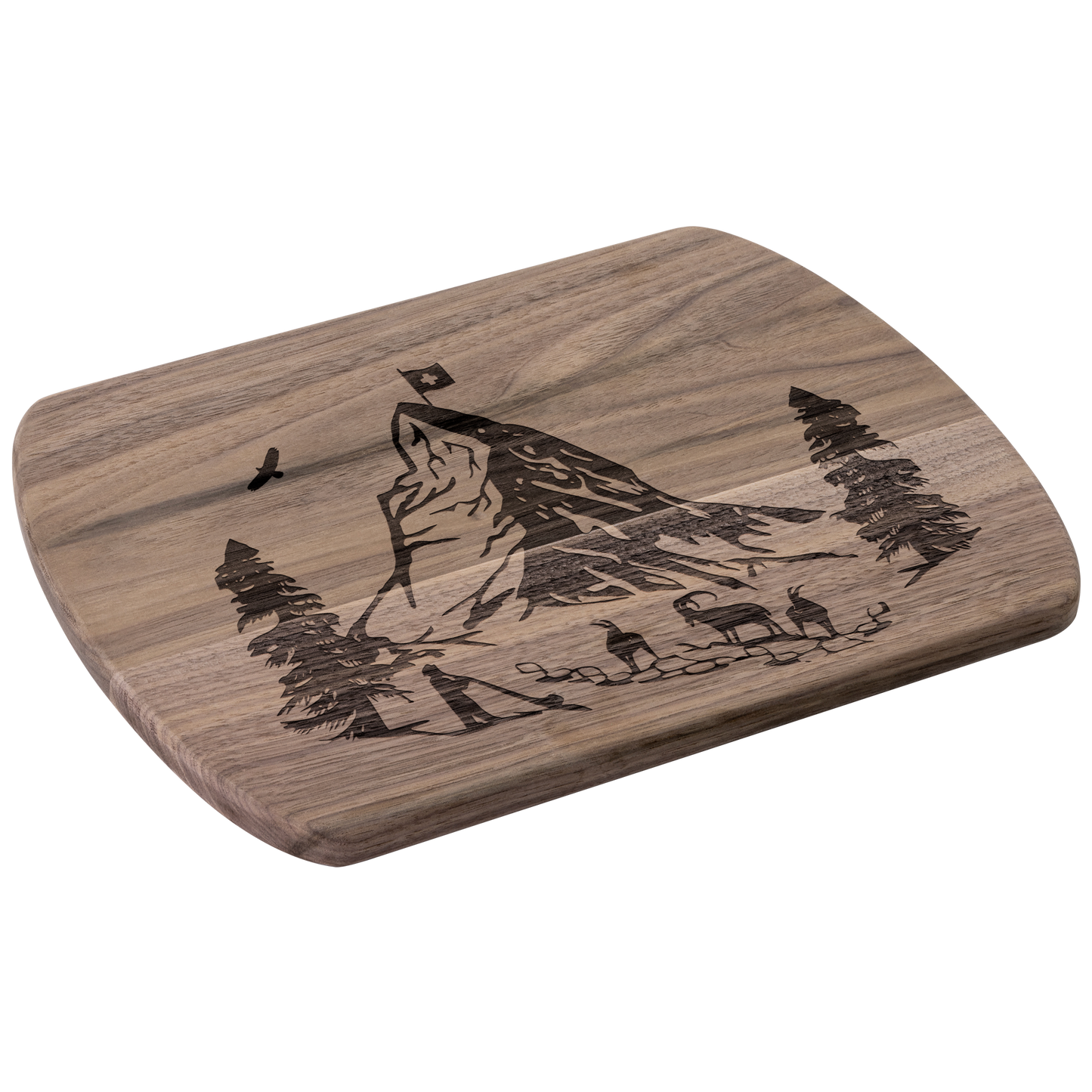 Rustic Matterhorn cutting board, perfect for Swiss-themed kitchen decor