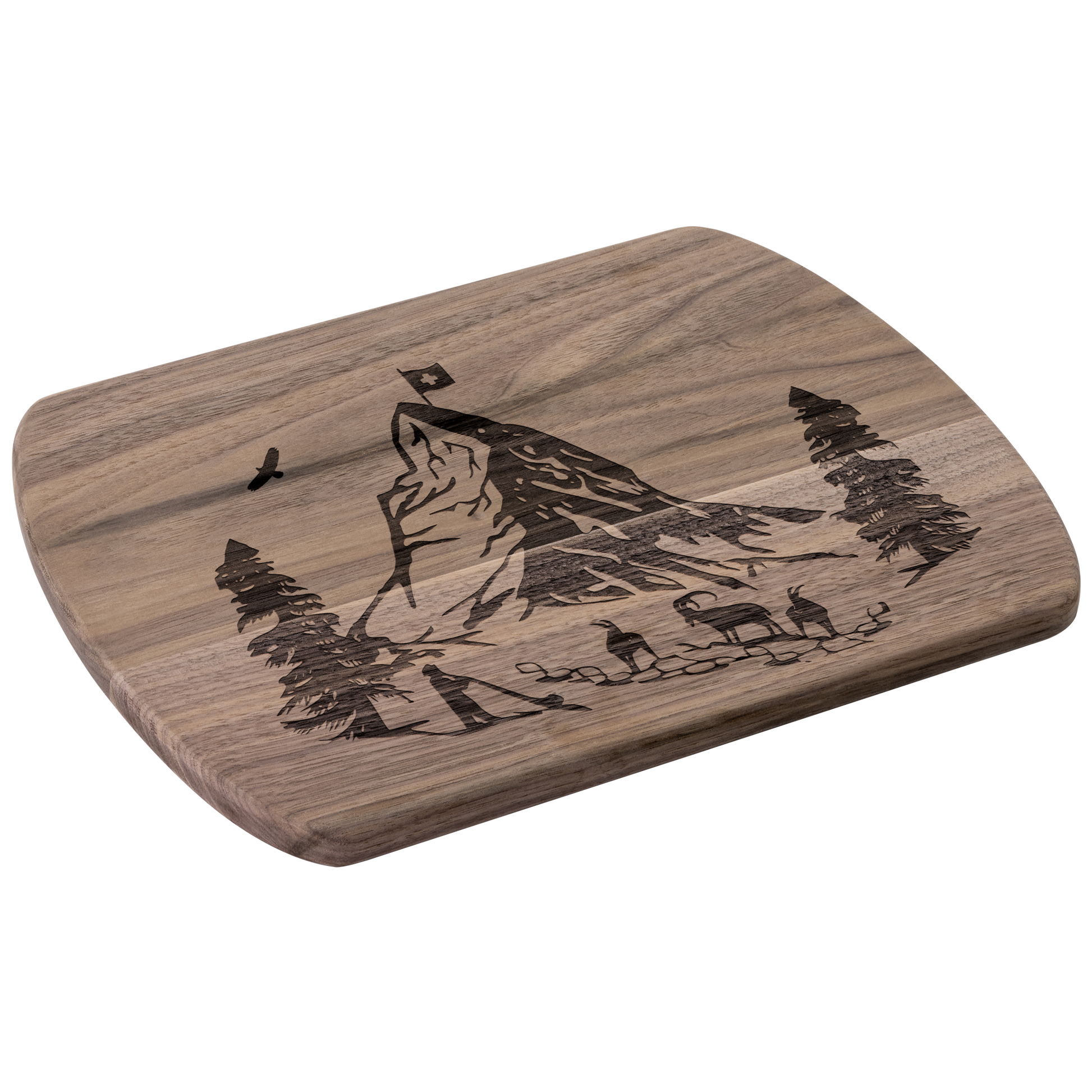 Rustic Matterhorn cutting board, perfect for Swiss-themed kitchen decor