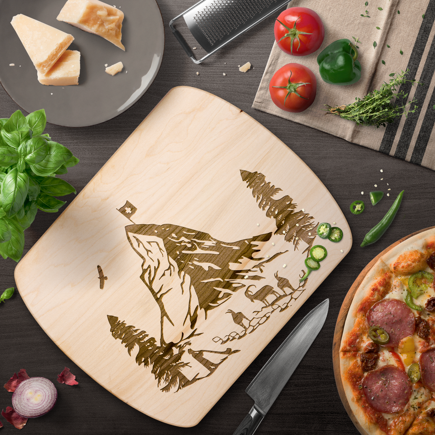 Wooden cutting board inspired by the iconic Matterhorn mountain