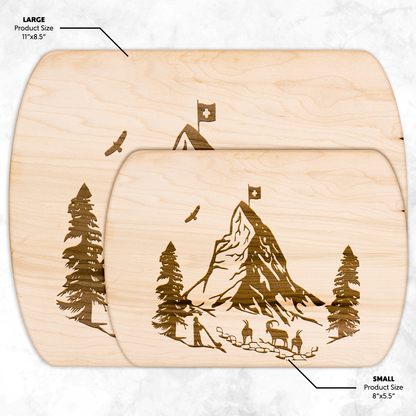 Eco-friendly wood cutting board featuring Matterhorn mountain design