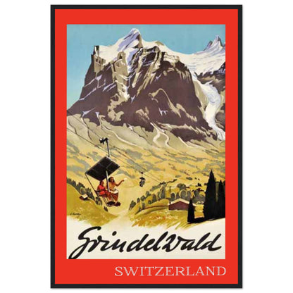 Grindelwald, Switzerland Retro Travel | Wooden Framed Poster 60x90 cm / 24x36″