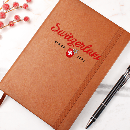 Switzerland travel diary with ribbon bookmark