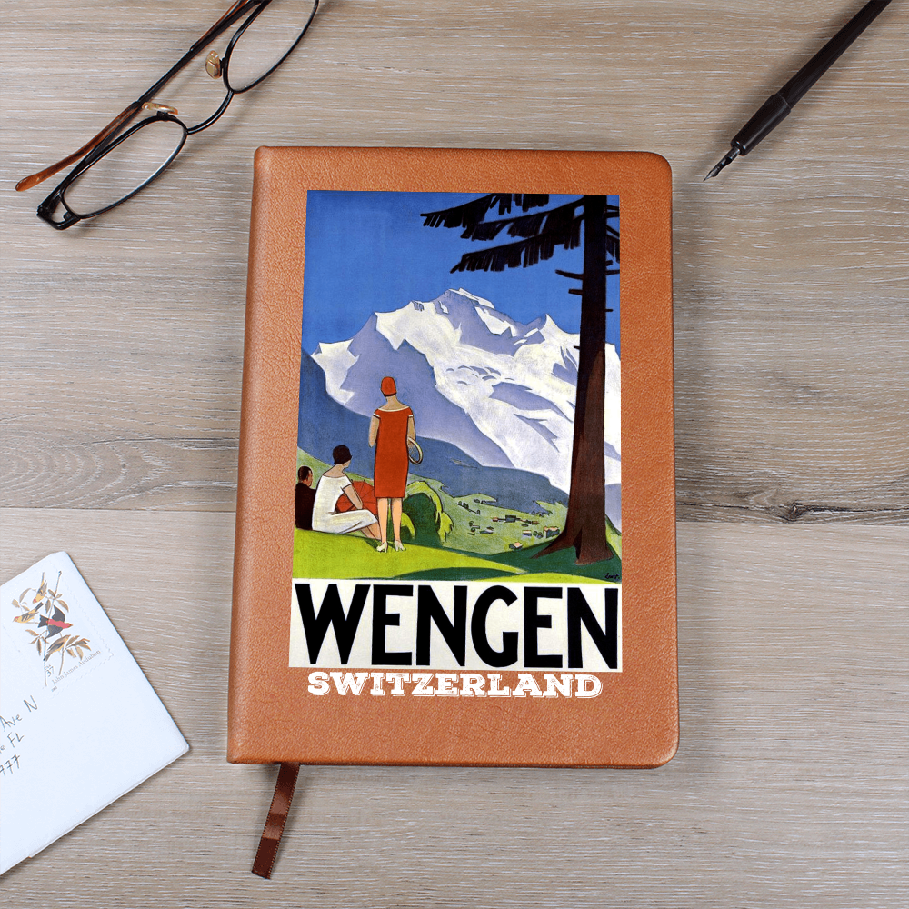 Swiss-themed vegan leather diary with Wengen artwork
