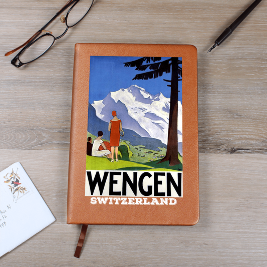 Swiss-themed vegan leather diary with Wengen artwork