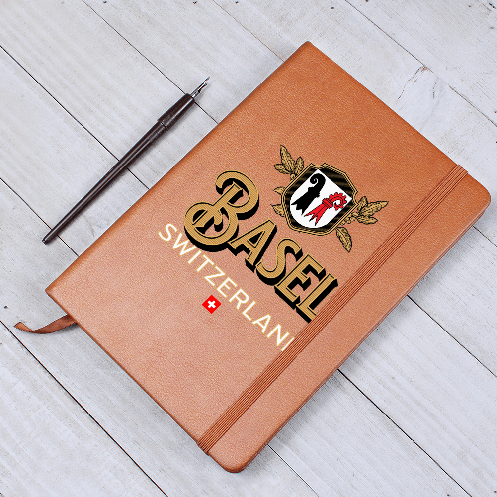 Elegant Basel Switzerland travel journal made with vegan leather