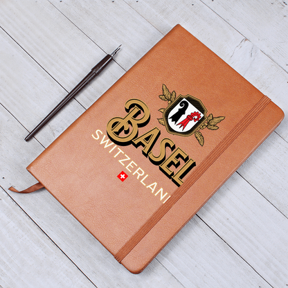 Elegant Basel Switzerland travel journal made with vegan leather