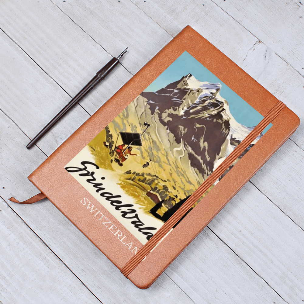 Swiss Alps travel journal featuring Grindelwald retro illustration