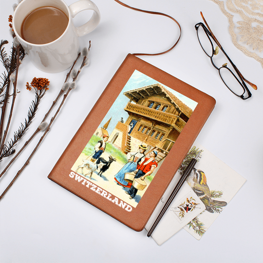 Switzerland souvenir journal with classic alpine heritage illustration