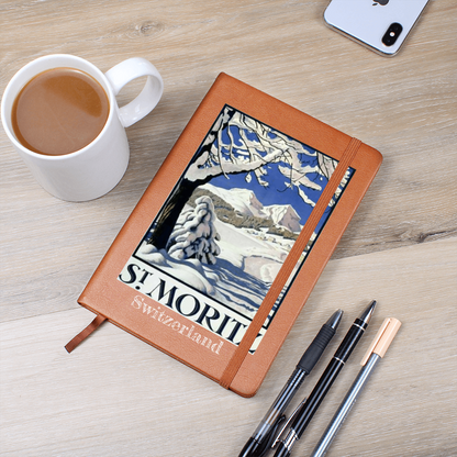 Switzerland winter scene leather elegant lined journal