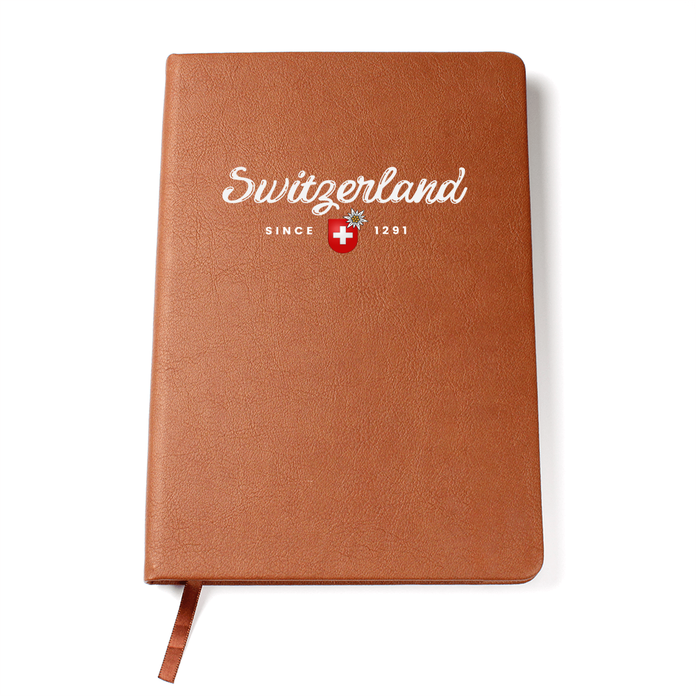 Switzerland vegan leather journal with minimalist Since 1291 design