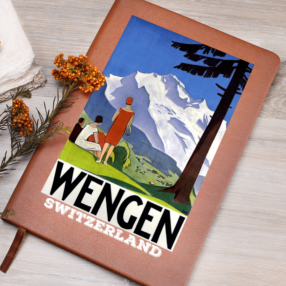 Switzerland souvenir journal featuring Wengen mountain scenery