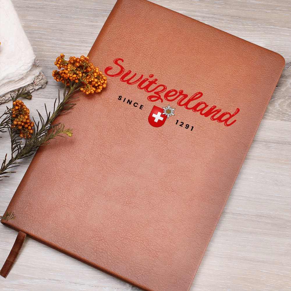 Elegant Swiss-themed stationery featuring the year 1291 and traditional Edelweiss and crest