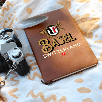 Basel Switzerland Vegan Leather Journal – Premium Hardcover Notebook with Ribbon & Elastic | Elegant Swiss Travel & Gift Journal