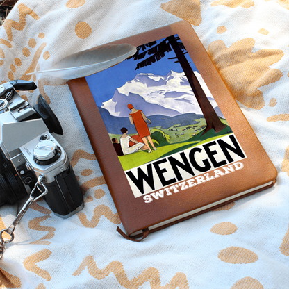 Vintage Swiss travel poster notebook from Wengen
