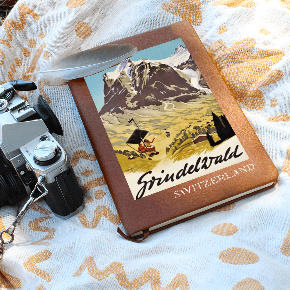 Swiss souvenir notebook with classic Grindelwald alpine artwork