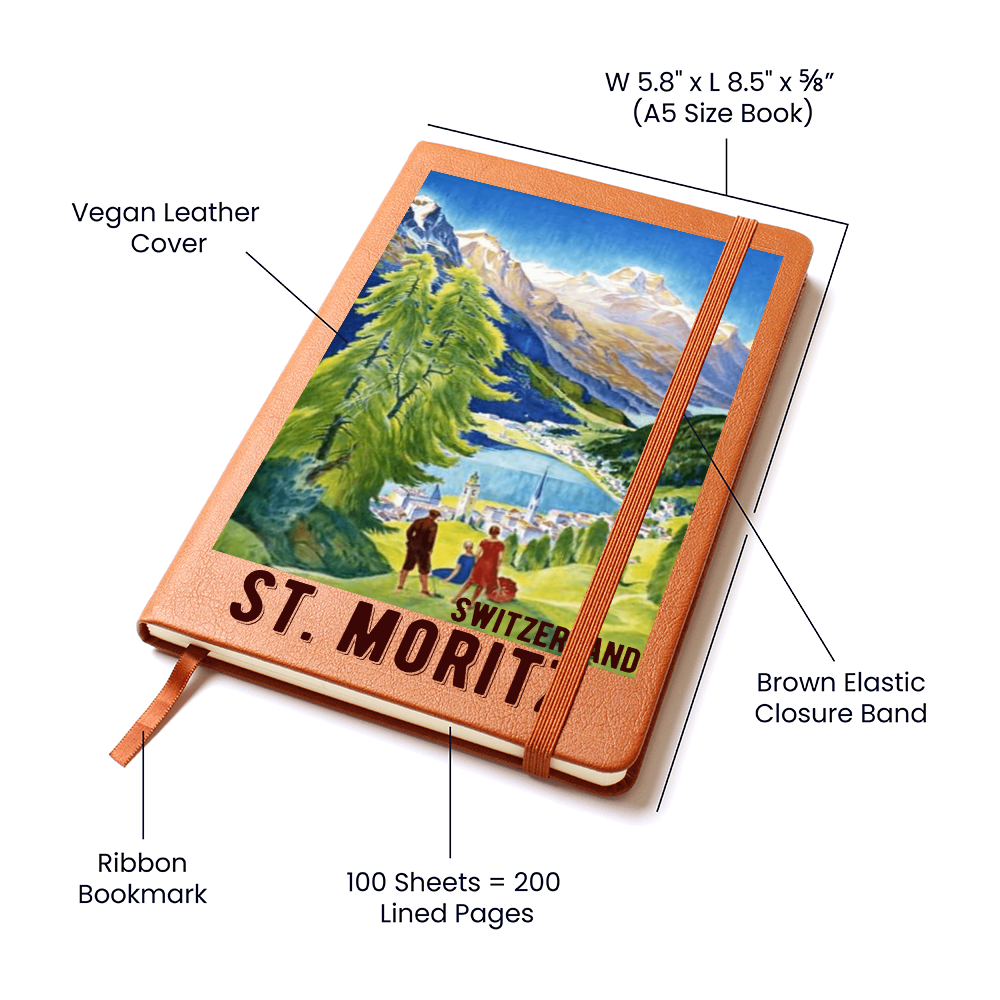 Swiss Souvenir Leather Journal - Premium Vegan Leather Notebook