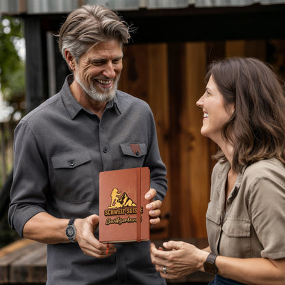 Elegant leather journal for hiking and Switzerland fans