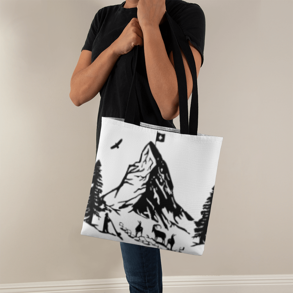 Switzerland themed tote bag with iconic Matterhorn on both sides