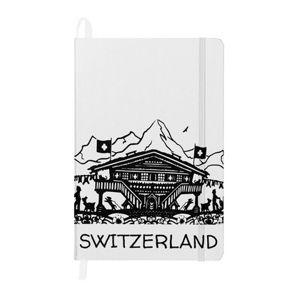 Switzerland papercut hardcover journal with Swiss chalet and alpine mountain design