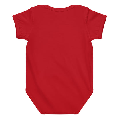 Swiss heritage baby bodysuit with classic flag design, soft ringspun cotton 