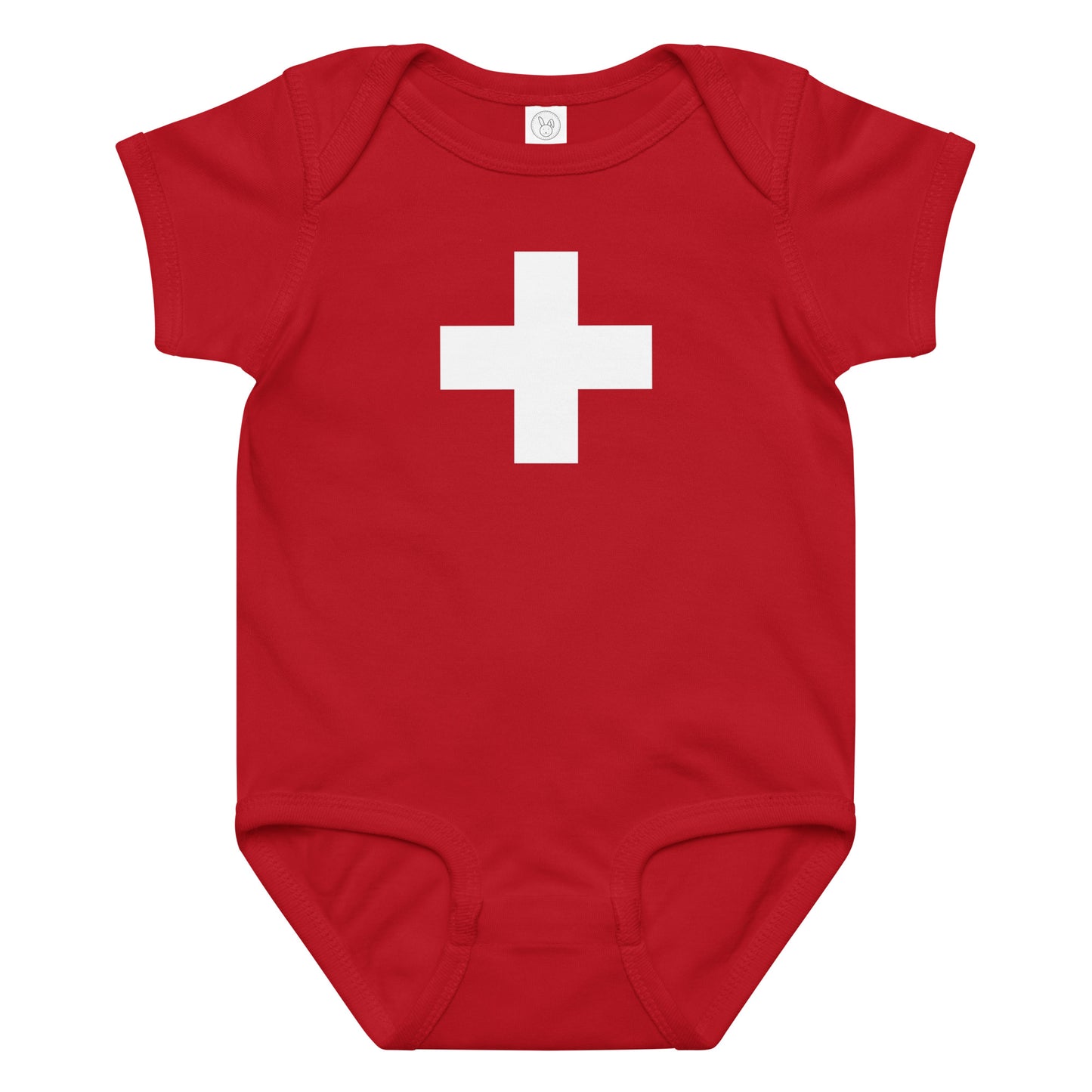 Swiss flag bodysuit, comfortable cotton onesie with iconic Switzerland cross