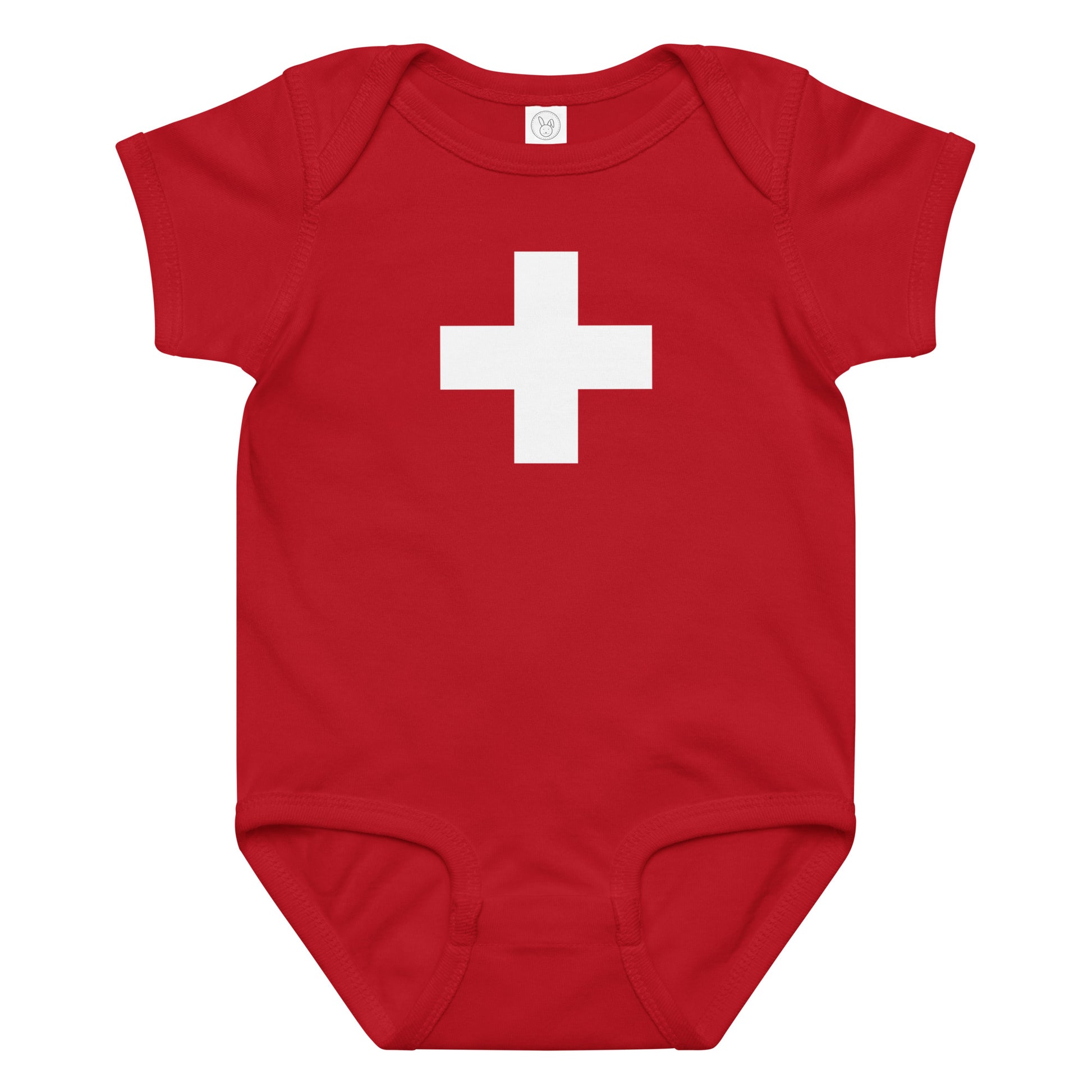 Swiss flag bodysuit, comfortable cotton onesie with iconic Switzerland cross