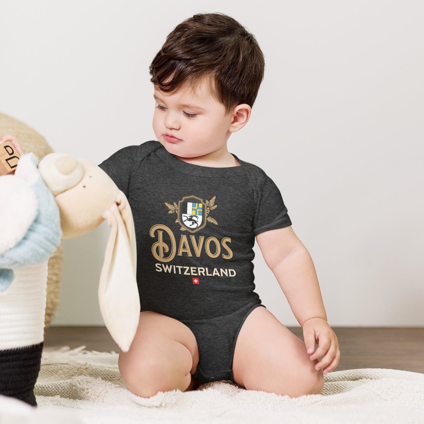 Dark gray heather Switzerland baby bodysuit