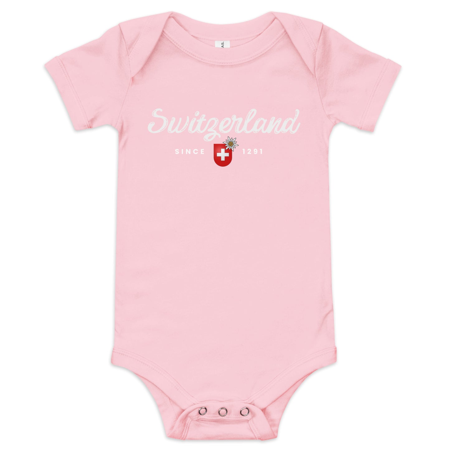 Swiss flag baby outfit perfect for newborns and travel-themed baby gifts