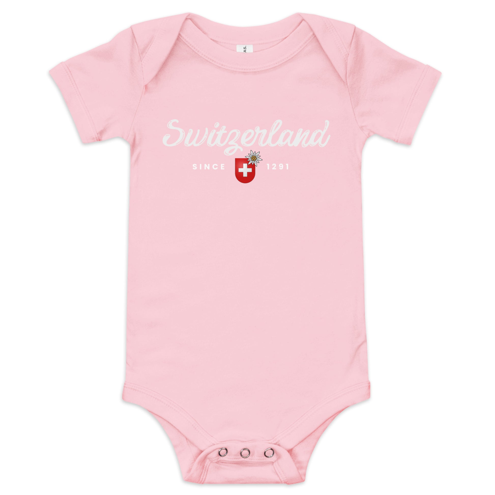 Swiss flag baby outfit perfect for newborns and travel-themed baby gifts