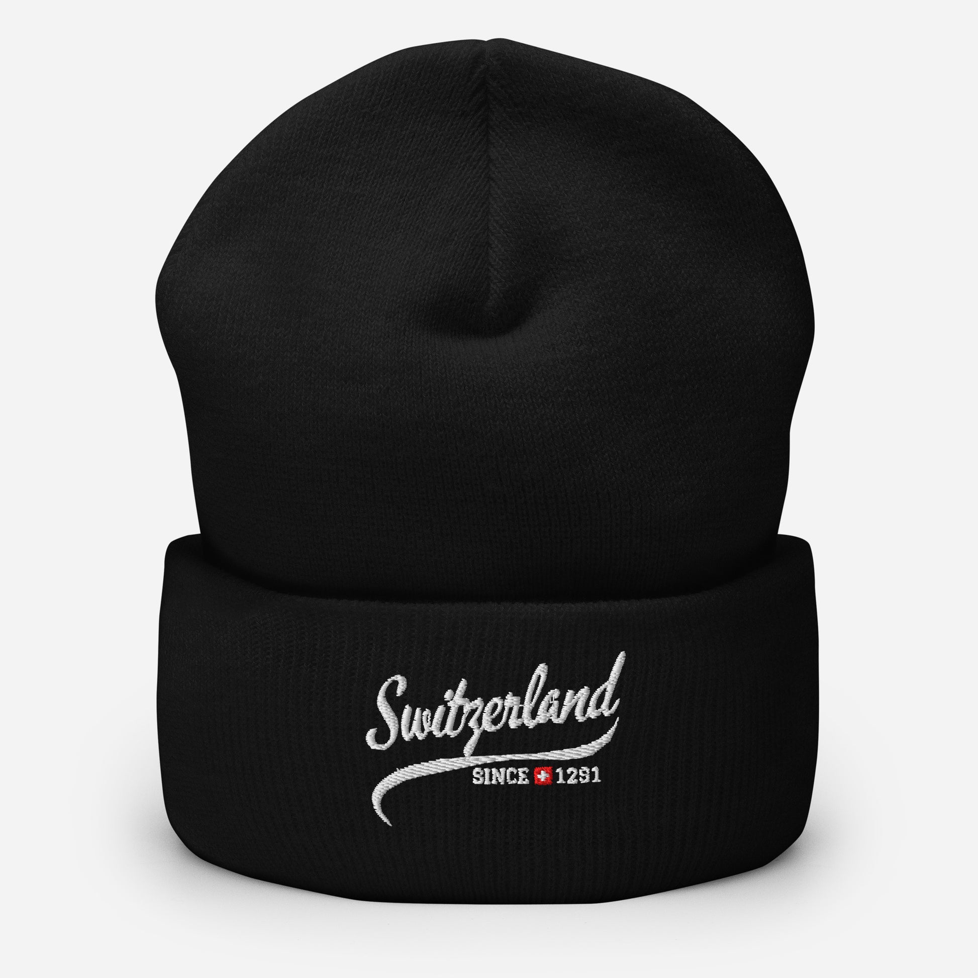 Embroidered Switzerland Since 1291 beanie for winter black