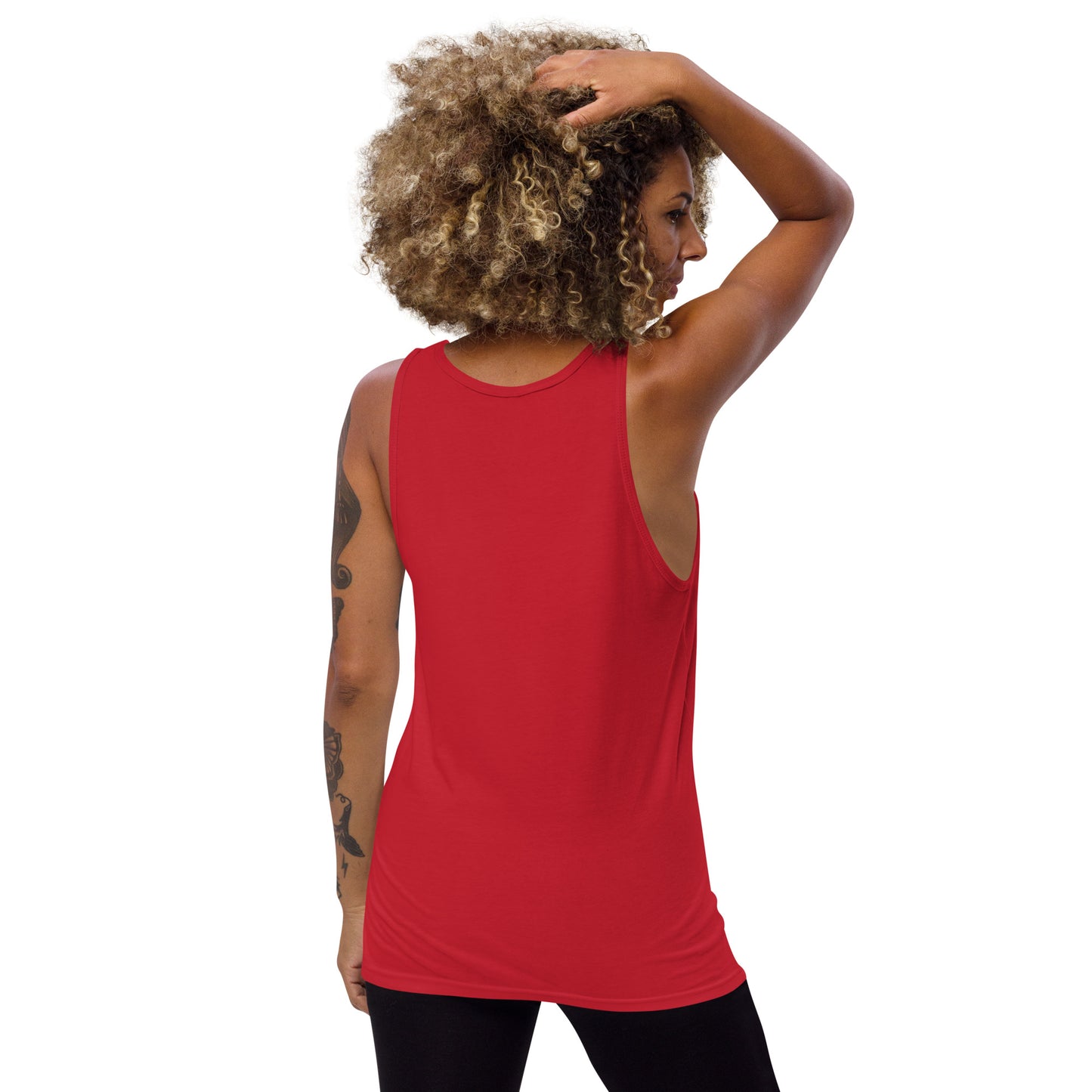 Swiss flag tank top back view - side-seamed construction and breathable fabric