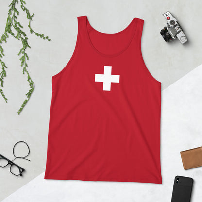 Swiss flag tank top in soft cotton fabric - premium alpine heritage apparel