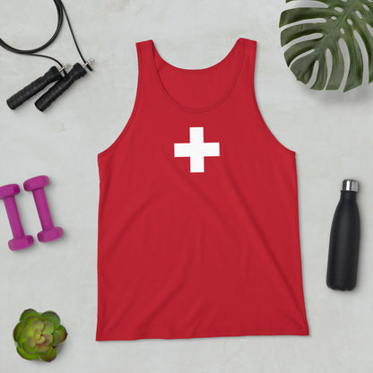 Swiss heritage tank top detail shot - 100% combed ringspun cotton material