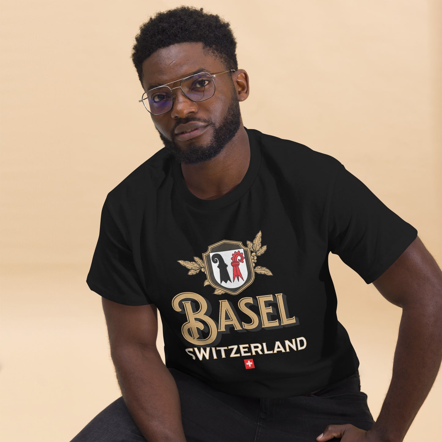 Unisex Basel Switzerland souvenir T-shirt with crest design