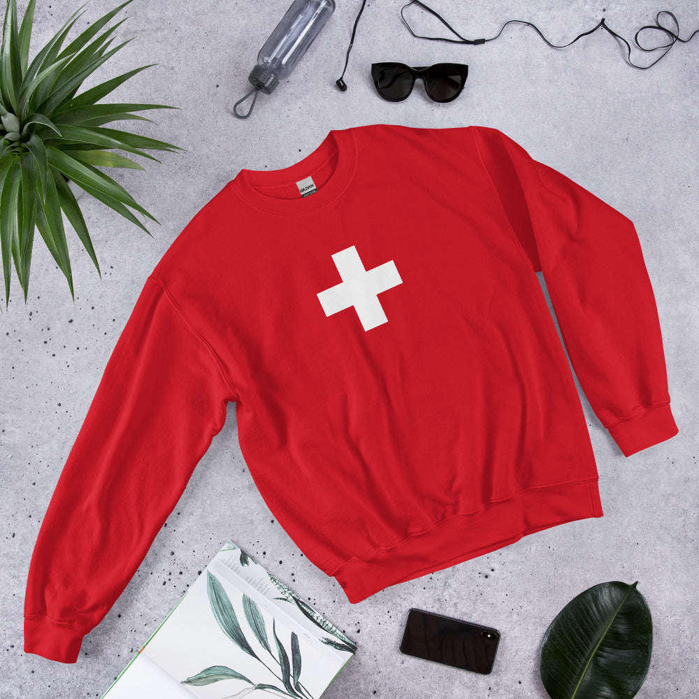 Swiss flag sweatshirt - unisex fit with iconic white cross emblem