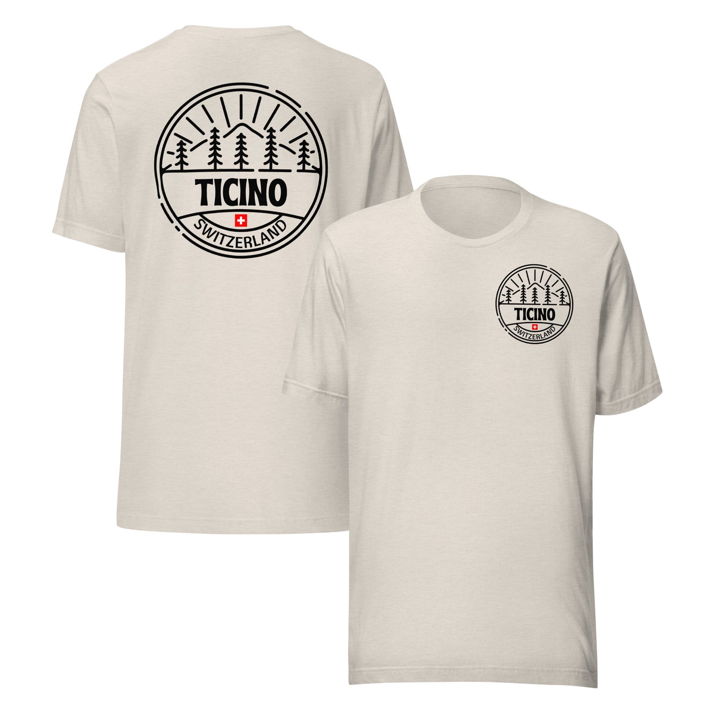 Swiss souvenir unisex t-shirt featuring Ticino crest