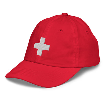 Swiss flag baseball cap, breathable 6-panel design with pre-curved visor