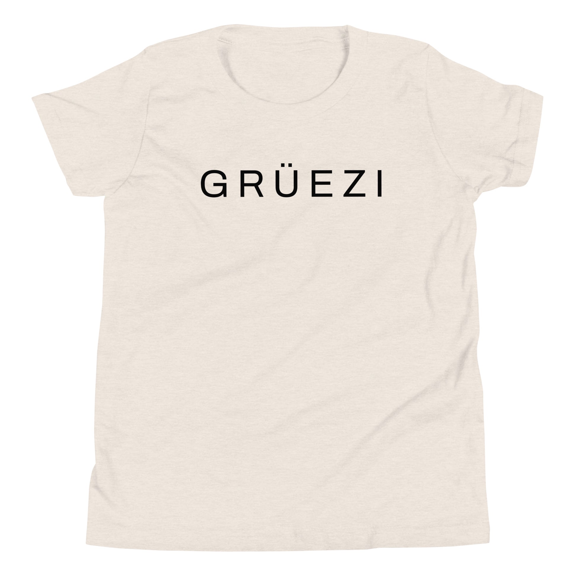 shirt with clean “Grüezi” print across chest