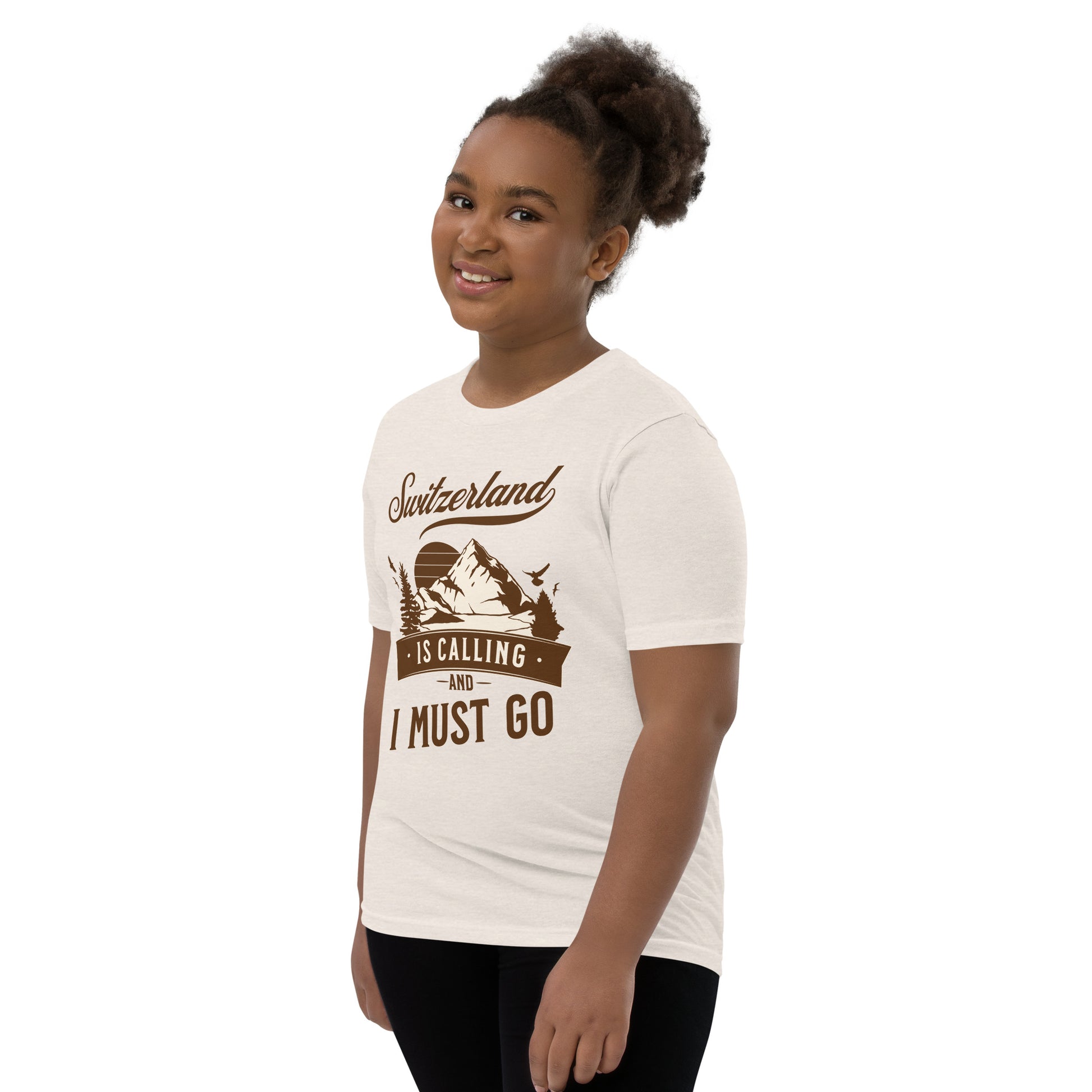 Bella + Canvas youth tee with Swiss mountain design