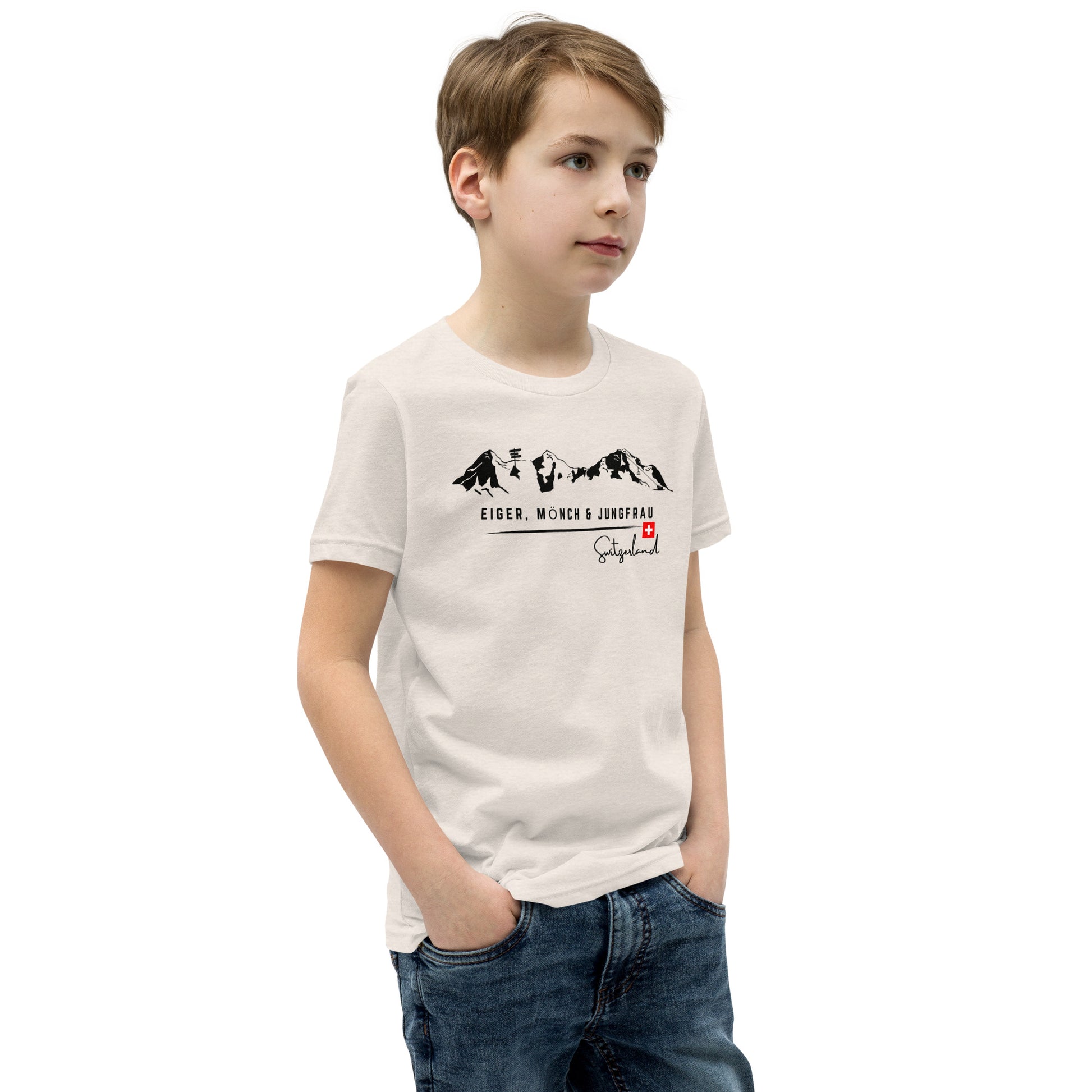 Unisex children’s tee with Swiss mountain design