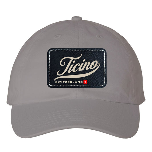 Bio-Washed Classic Dad Hat featuring a Rectangle Leather Patch, ideal for Swiss nature enthusiasts as a souvenir of Ticino's charm.