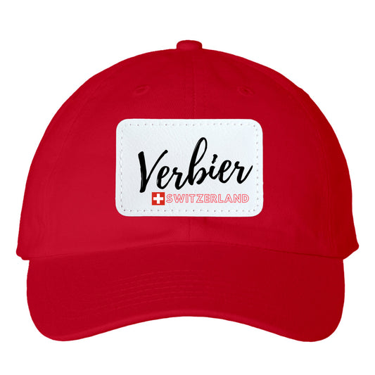 Verbier, Switzerland Classic Dad Hat with Rectangle Leather Patch