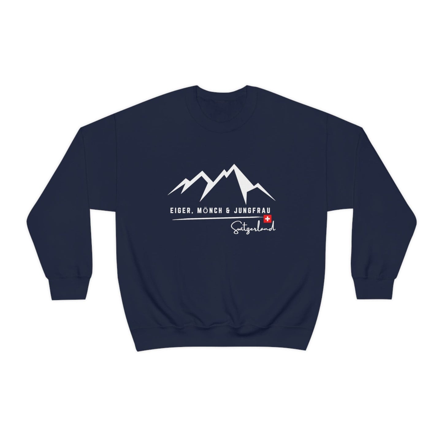 Switzerland Sweatshirt, Swiss Souvenir Sweatshirt, Eiger Mönch & Jungfrau Trilogy, Swiss Flag, Swiss Roots, Swiss Fans, Gift,  Swiss German