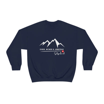 Switzerland Sweatshirt, Swiss Souvenir Sweatshirt, Eiger Mönch & Jungfrau Trilogy, Swiss Flag, Swiss Roots, Swiss Fans, Gift,  Swiss German